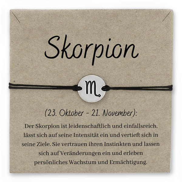 SternzeichenArmband mit Edelstahl Silber SCORPIO